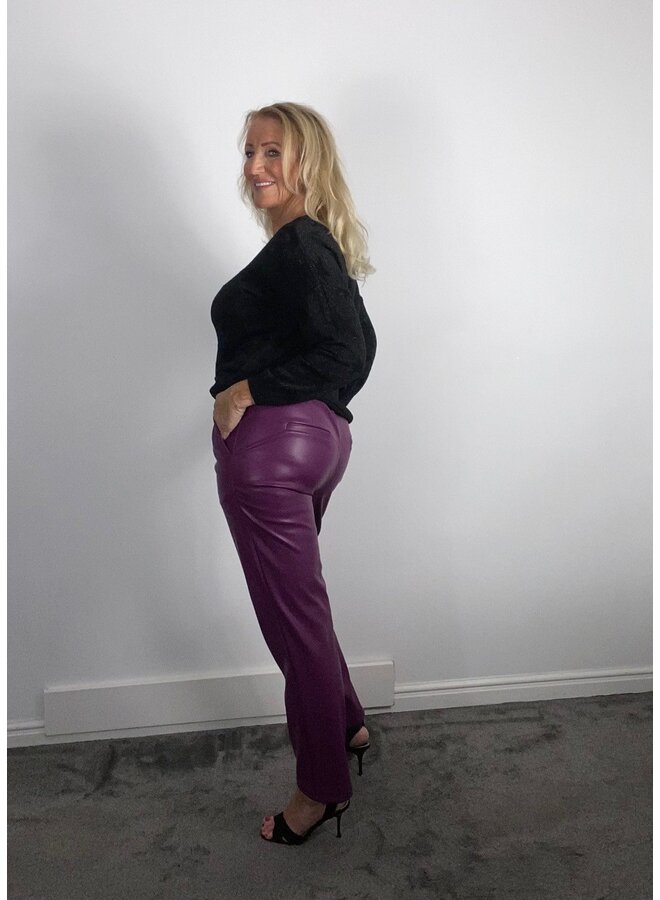 Lederlook pant purple