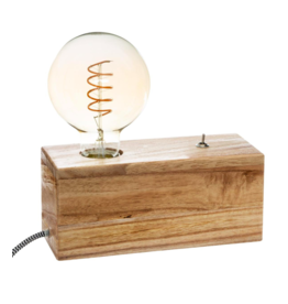 LOFT030 Tafellamp voet - Natuurlijke houten basis vintage Industriële stijl voor Gloeilamp