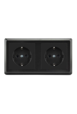 CoshX® Set van 12 stuks, Dubbel stopcontact zwart inbouw