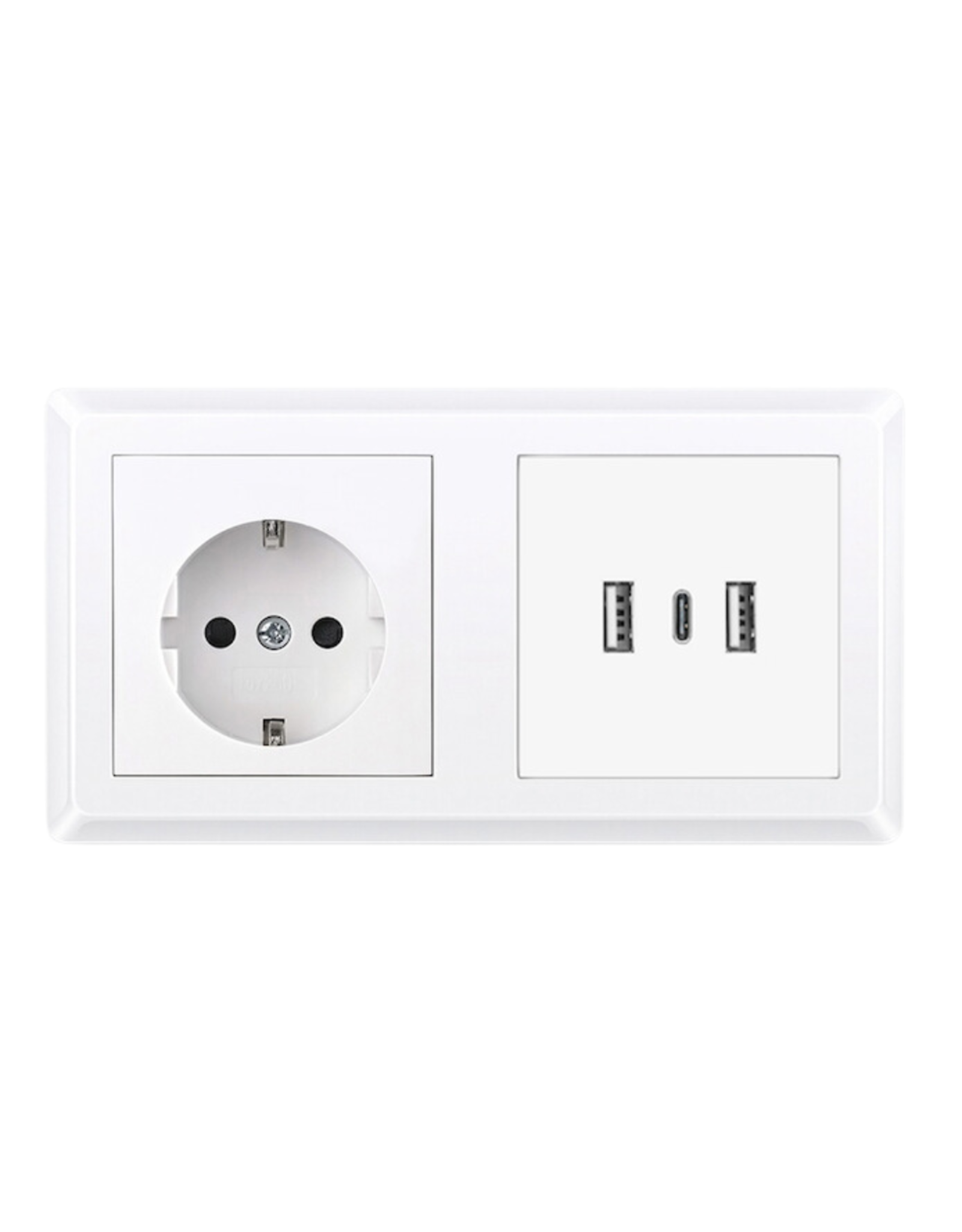 CoshX® Set van 6 stuks, Dubbel USB stopcontact wit met 2 x USB A + 1 x USB C inbouw 3.4A