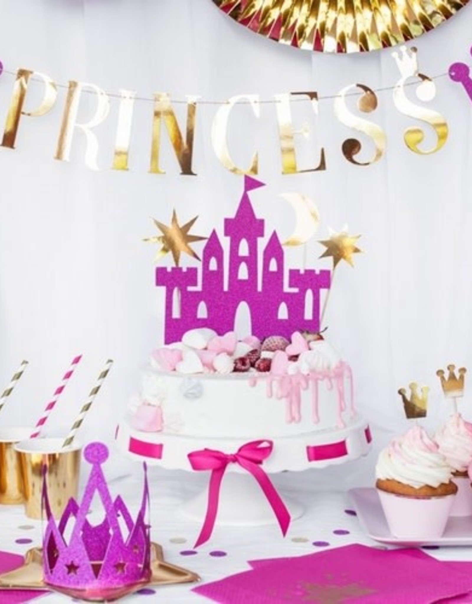 PartyDeco PartyDeco Cake Toppers Prinsessenkasteel Set/4