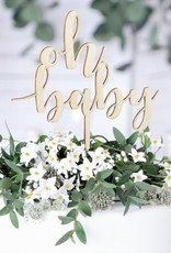 PartyDeco PartyDeco Houten Cake Topper - Oh Baby