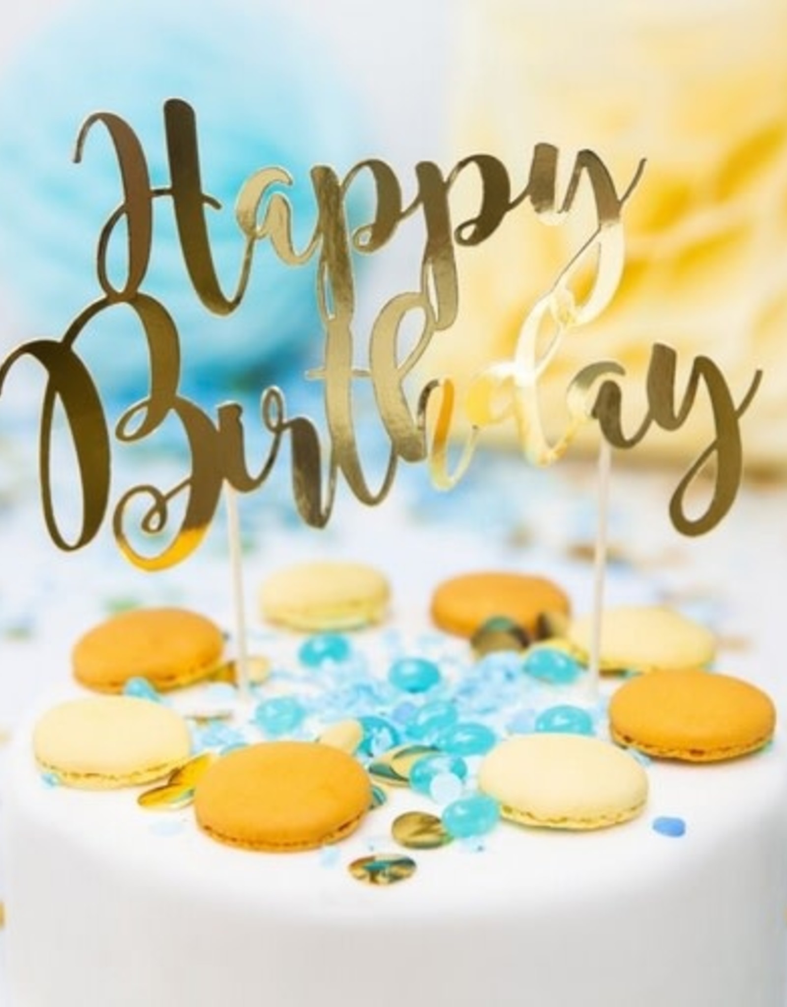 PartyDeco PartyDeco Cake Topper Happy Birthday - Goud