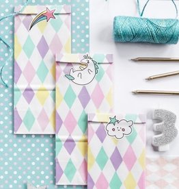 PartyDeco Traktatie Zakjes Unicorn Set/6