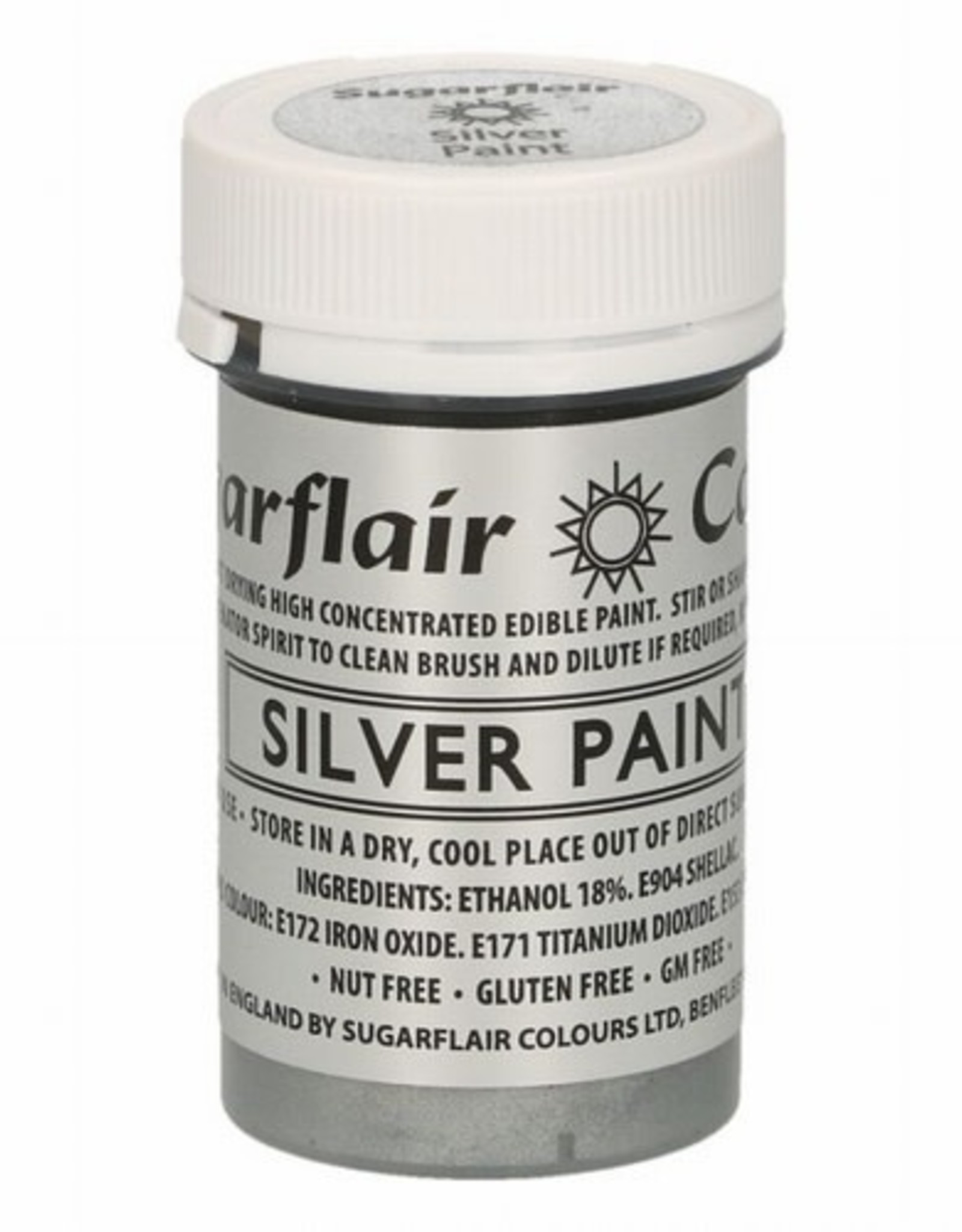 Sugarflair Sugarflair Edible Matt Paint -Silver- 20g