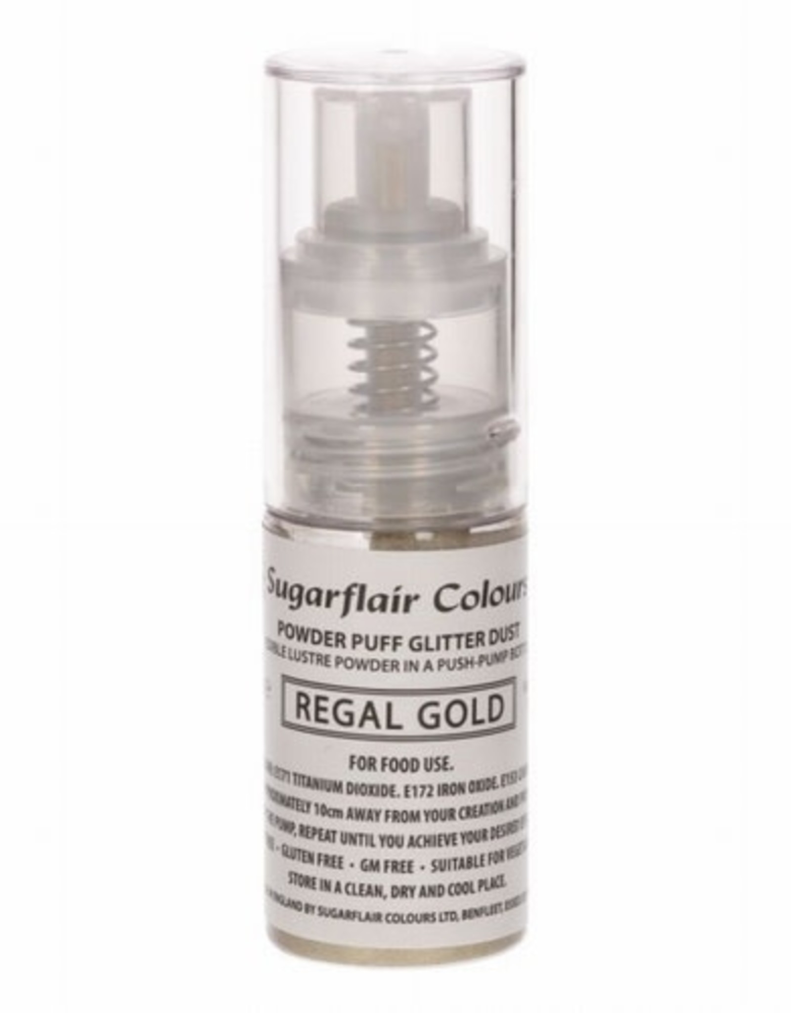 Sugarflair Sugarflair Pump Spray Powder Puff Glitter Dust -Regal Gold-