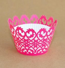 Overig Cupcake Wraps Parelmoer Fuchsia pk/12