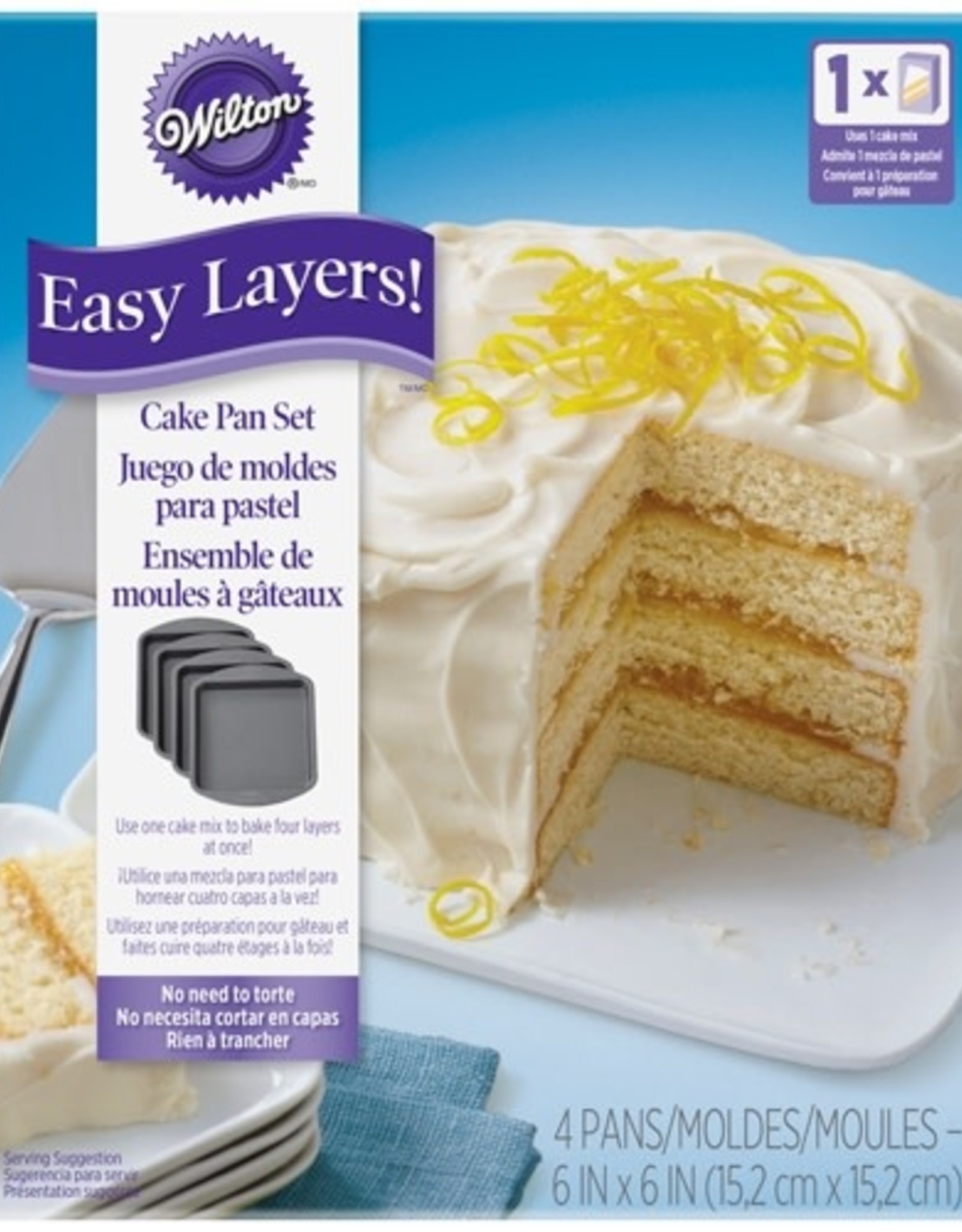 Wilton Wilton Bakvorm Vierkant Easy Layers-15cm- Set/4