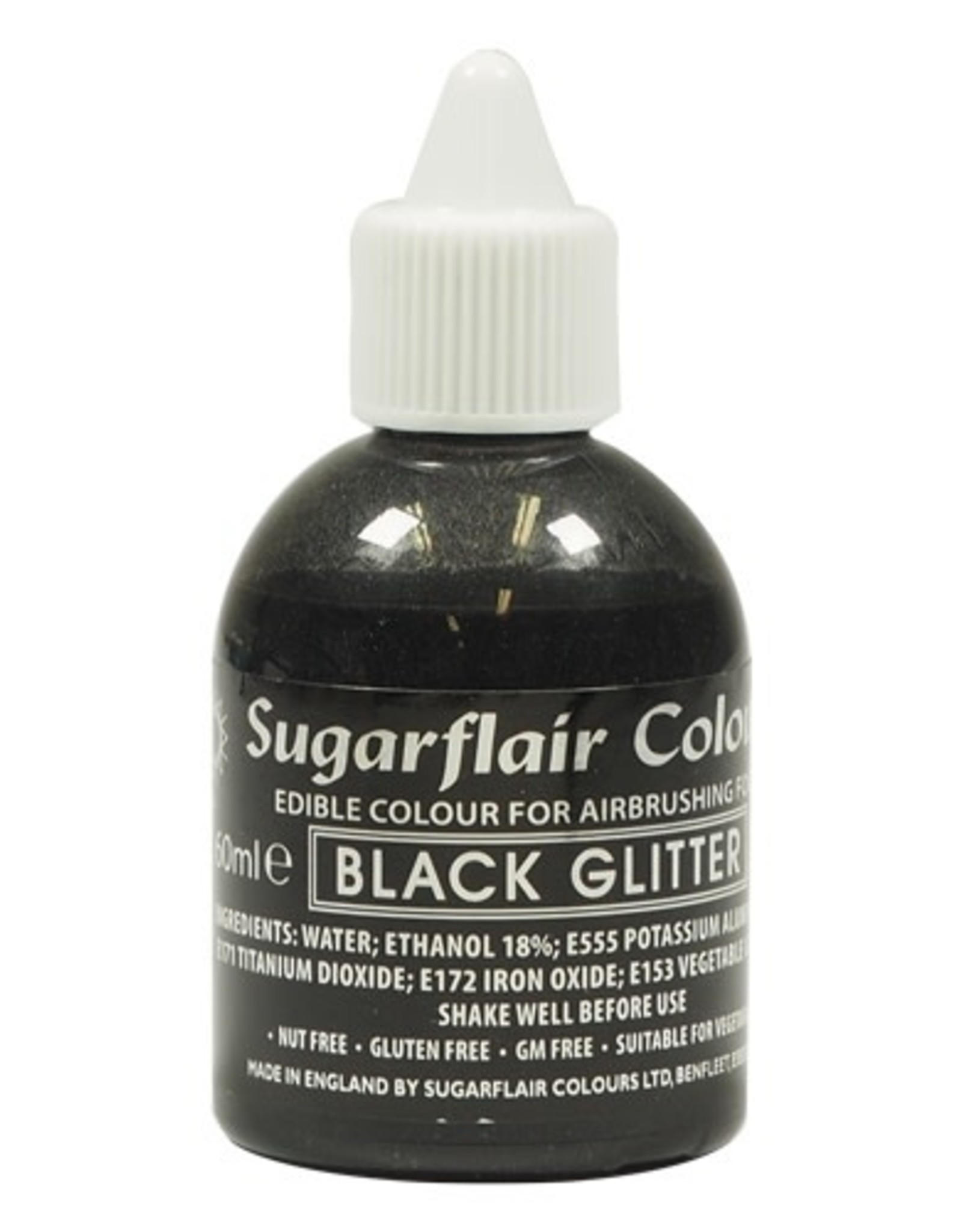 Sugarflair Sugarflair Airbrush Colouring -Glitter Black- 60ml
