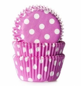 House of Marie Mini Baking cups Stip Roze - pk/60