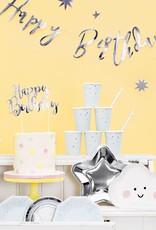 PartyDeco PartyDeco Cake Topper Happy Birthday - Zilver