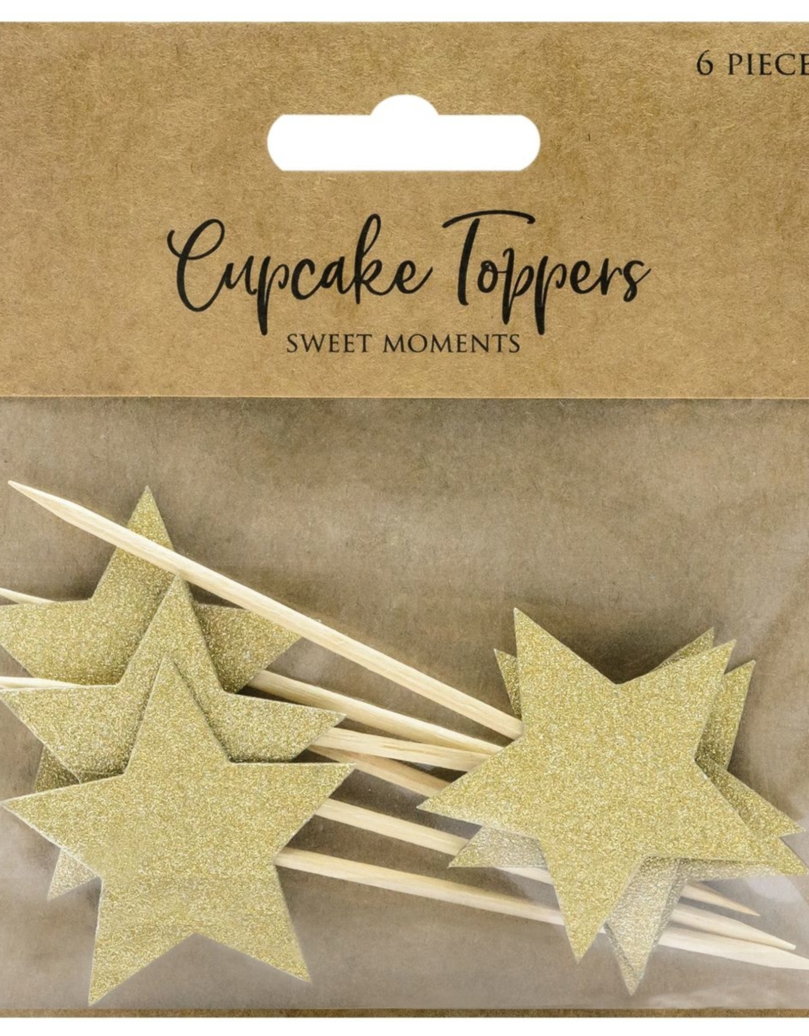 PartyDeco PartyDeco Cupcake Toppers Sterren - Goud Set/6