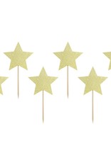 PartyDeco PartyDeco Cupcake Toppers Sterren - Goud Set/6