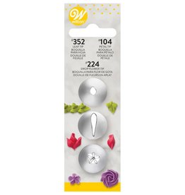 Wilton Wilton Decorating Tip Set Petal #104, Leaf #352, Flower #224