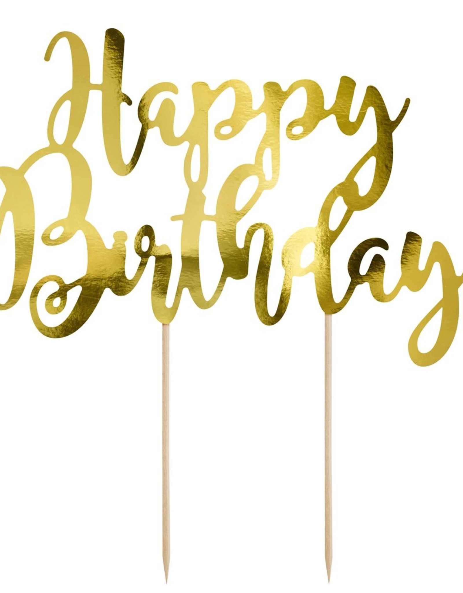 PartyDeco PartyDeco Cake Topper Happy Birthday - Goud