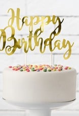 PartyDeco PartyDeco Cake Topper Happy Birthday - Goud