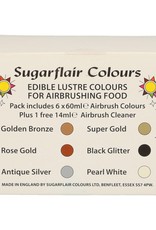 Sugarflair Sugarflair Lustre Mixed Airbrush Set/6