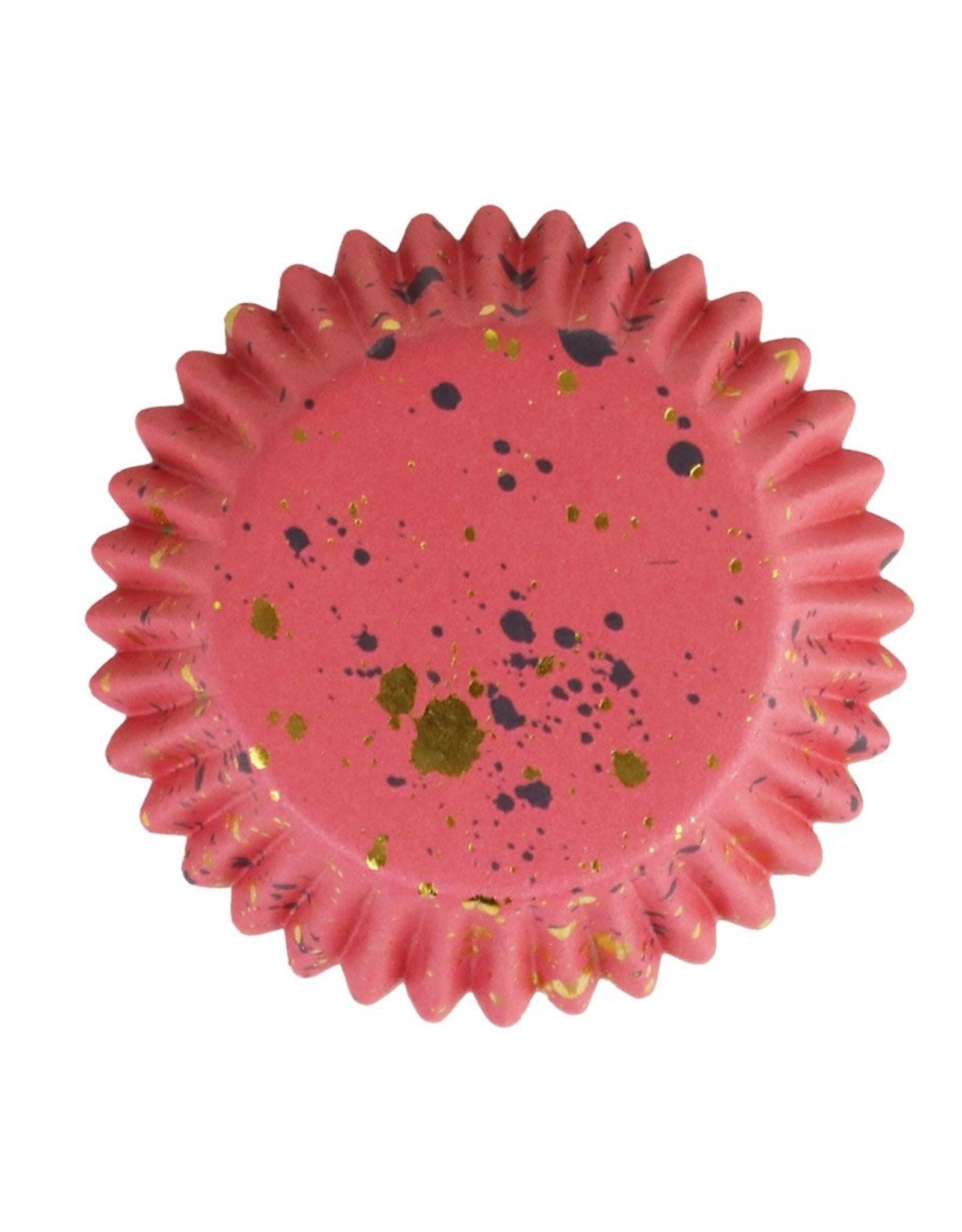 PME PME Folie Cupcakevormpjes Gouden Vlekjes op Roze pk/30