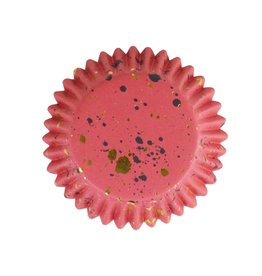 PME PME Folie Cupcakevormpjes Gouden Vlekjes op Roze pk/30