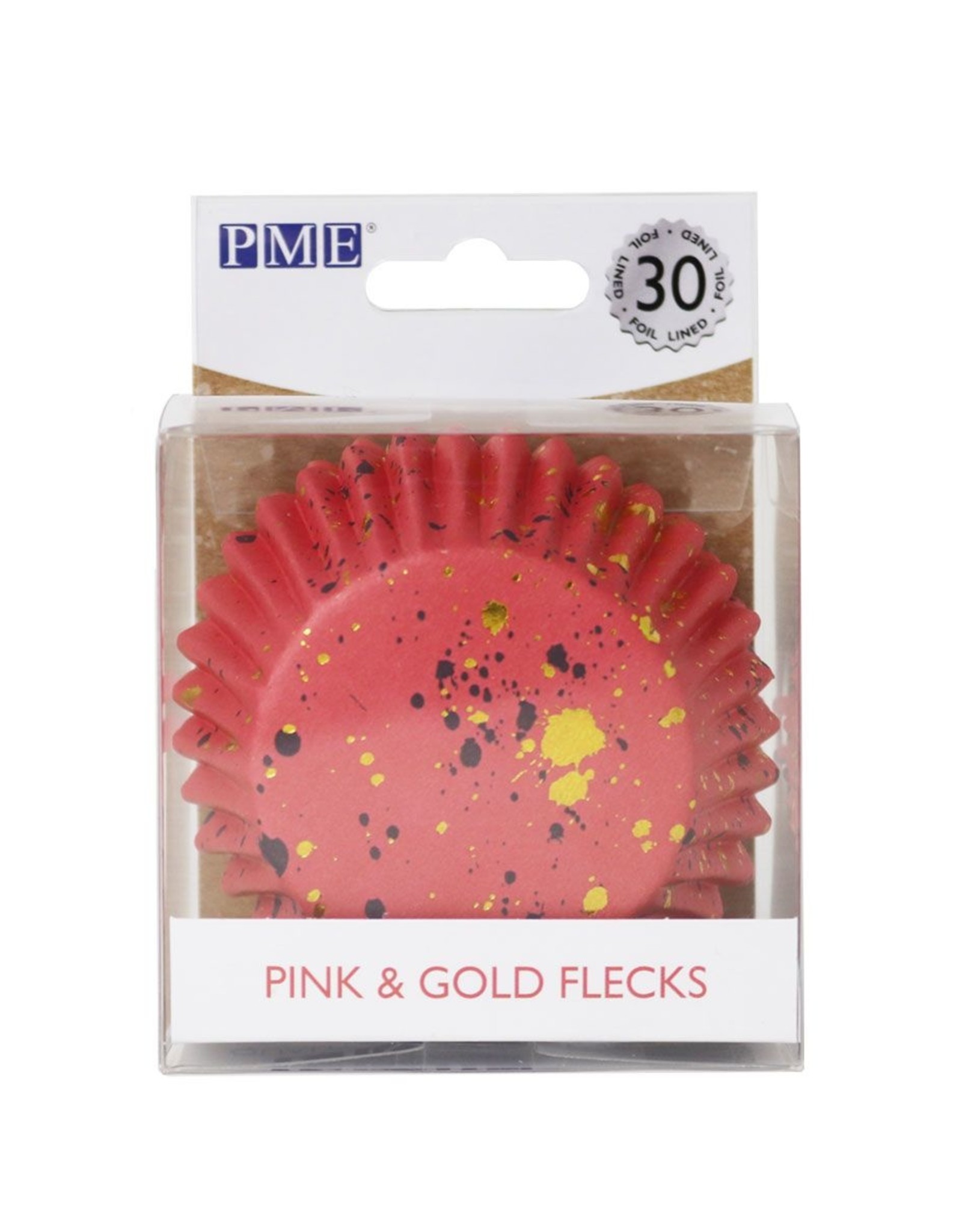 PME PME Folie Cupcakevormpjes Gouden Vlekjes op Roze pk/30