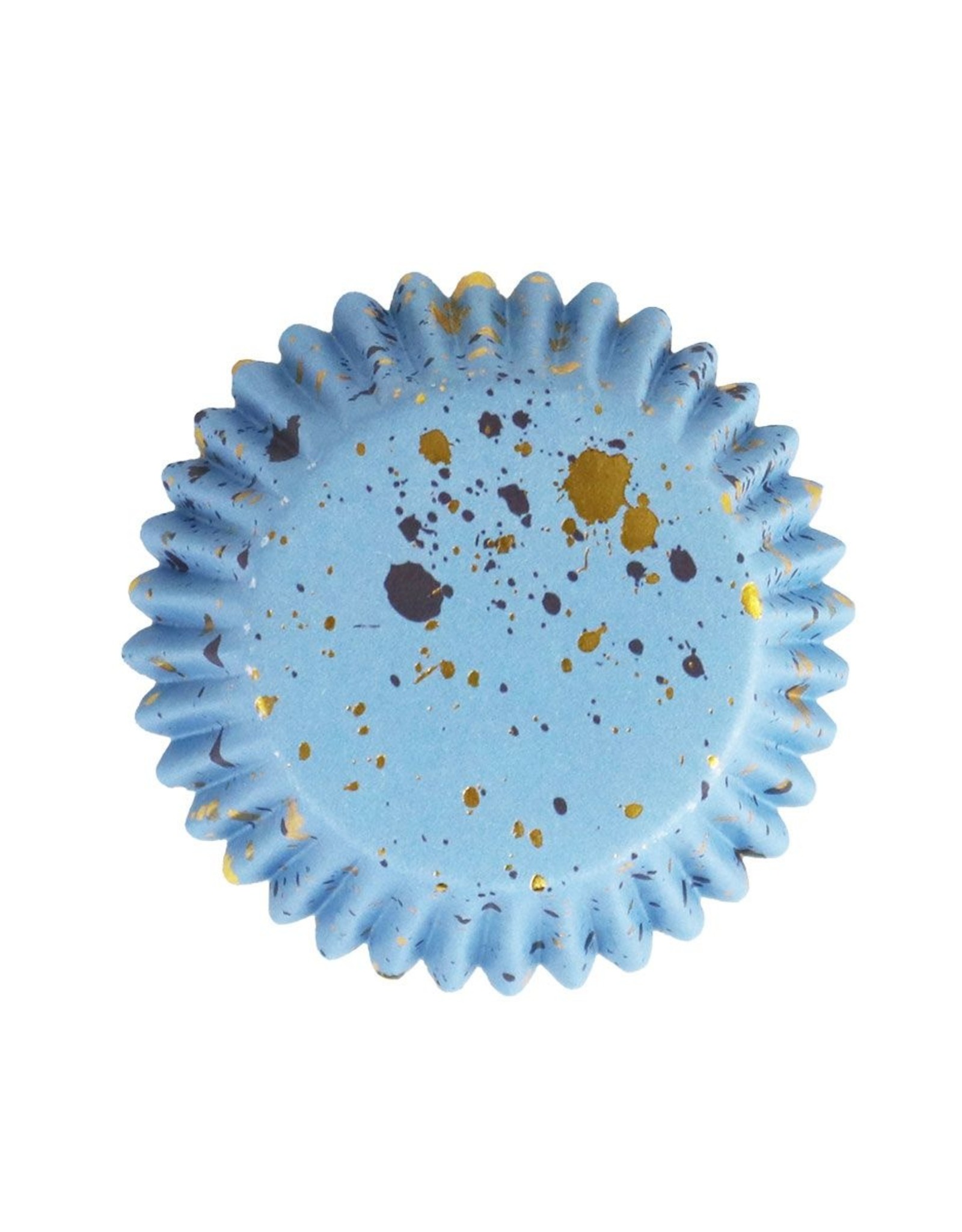 PME PME Folie Cupcakevormpjes Gouden Vlekjes op Blauw pk/30