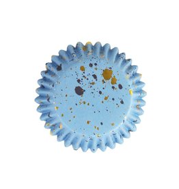 PME PME Folie Cupcakevormpjes Gouden Vlekjes op Blauw pk/30