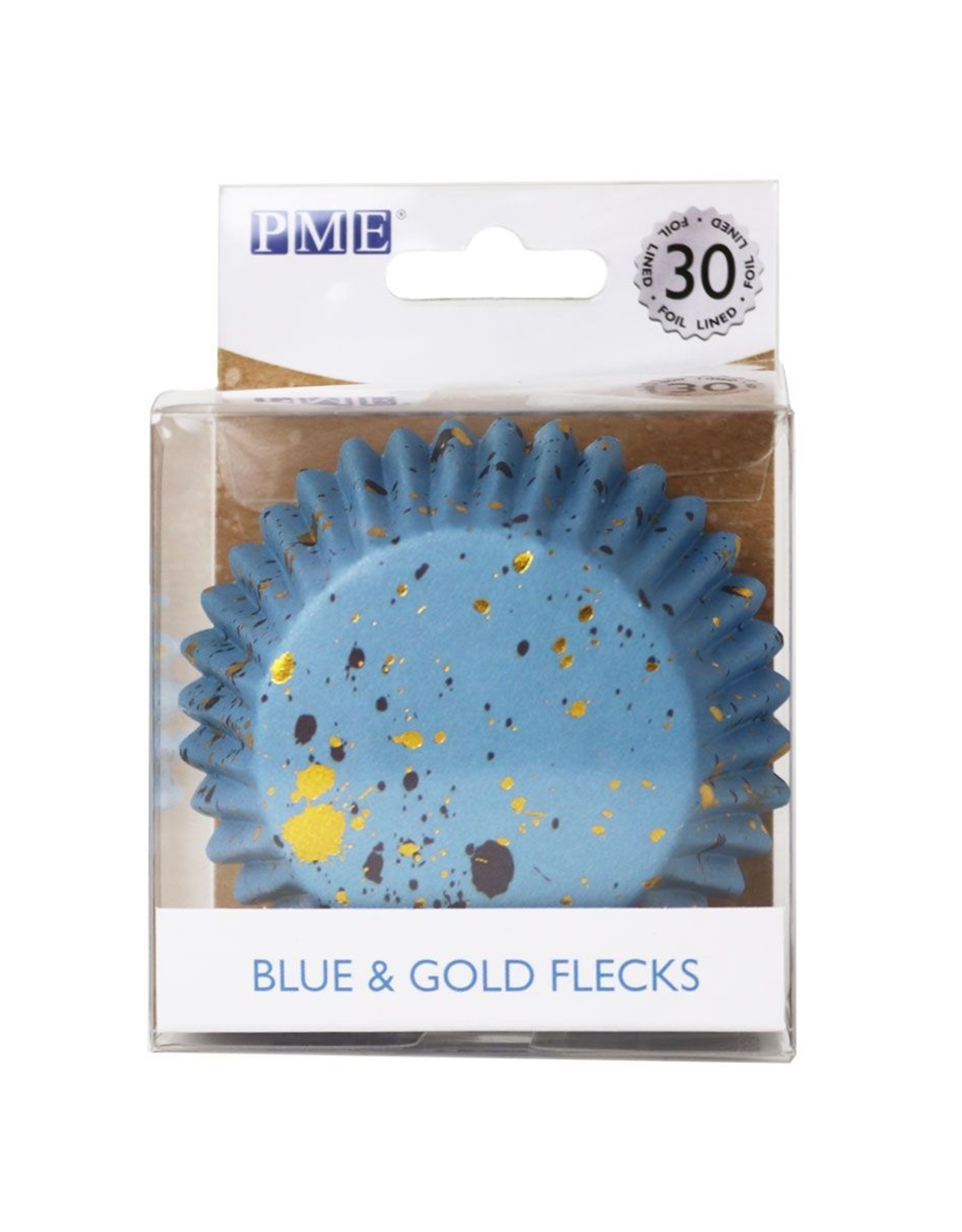 PME PME Folie Cupcakevormpjes Gouden Vlekjes op Blauw pk/30