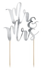 PartyDeco PartyDeco Cake Topper Mr&Mrs - Zilver