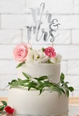 PartyDeco PartyDeco Cake Topper Mr&Mrs - Zilver