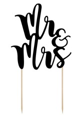 PartyDeco PartyDeco Cake Topper Mr&Mrs - Zwart