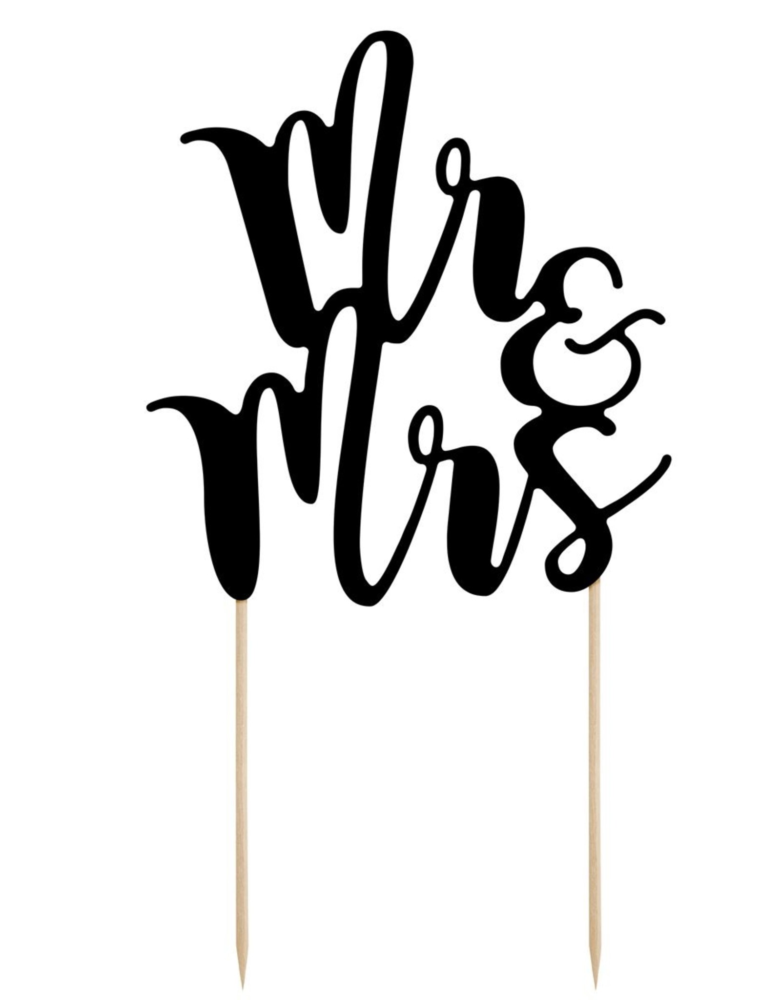 PartyDeco PartyDeco Cake Topper Mr&Mrs - Zwart