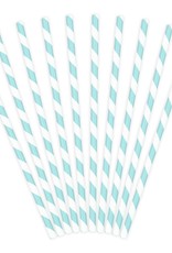 PartyDeco PartyDeco Papieren Rietjes Licht Blauw pk/10
