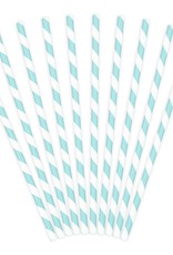 PartyDeco PartyDeco Papieren Rietjes Licht Blauw pk/10