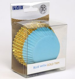 PME PME Cupcakevormpjes met Gouden Rand Blauw pk/30
