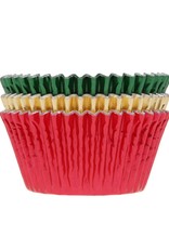 House of Marie House of Marie Baking Cups Folie Rood/Groen/Goud pk/36