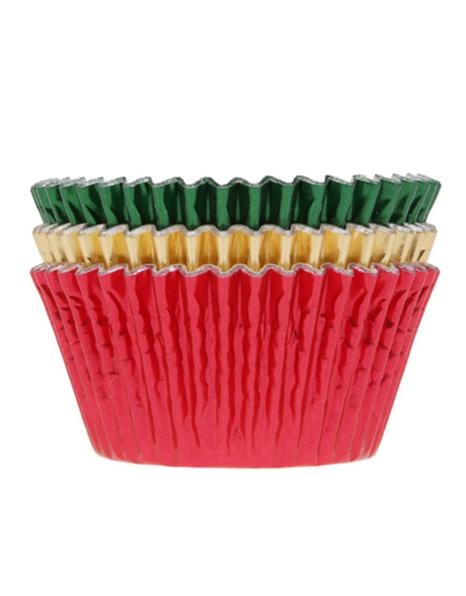 House of Marie House of Marie Baking Cups Folie Rood/Groen/Goud pk/36