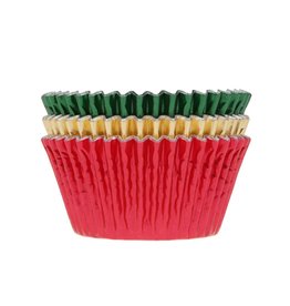 House of Marie Baking Cups Folie Rood/Groen/Goud pk/36