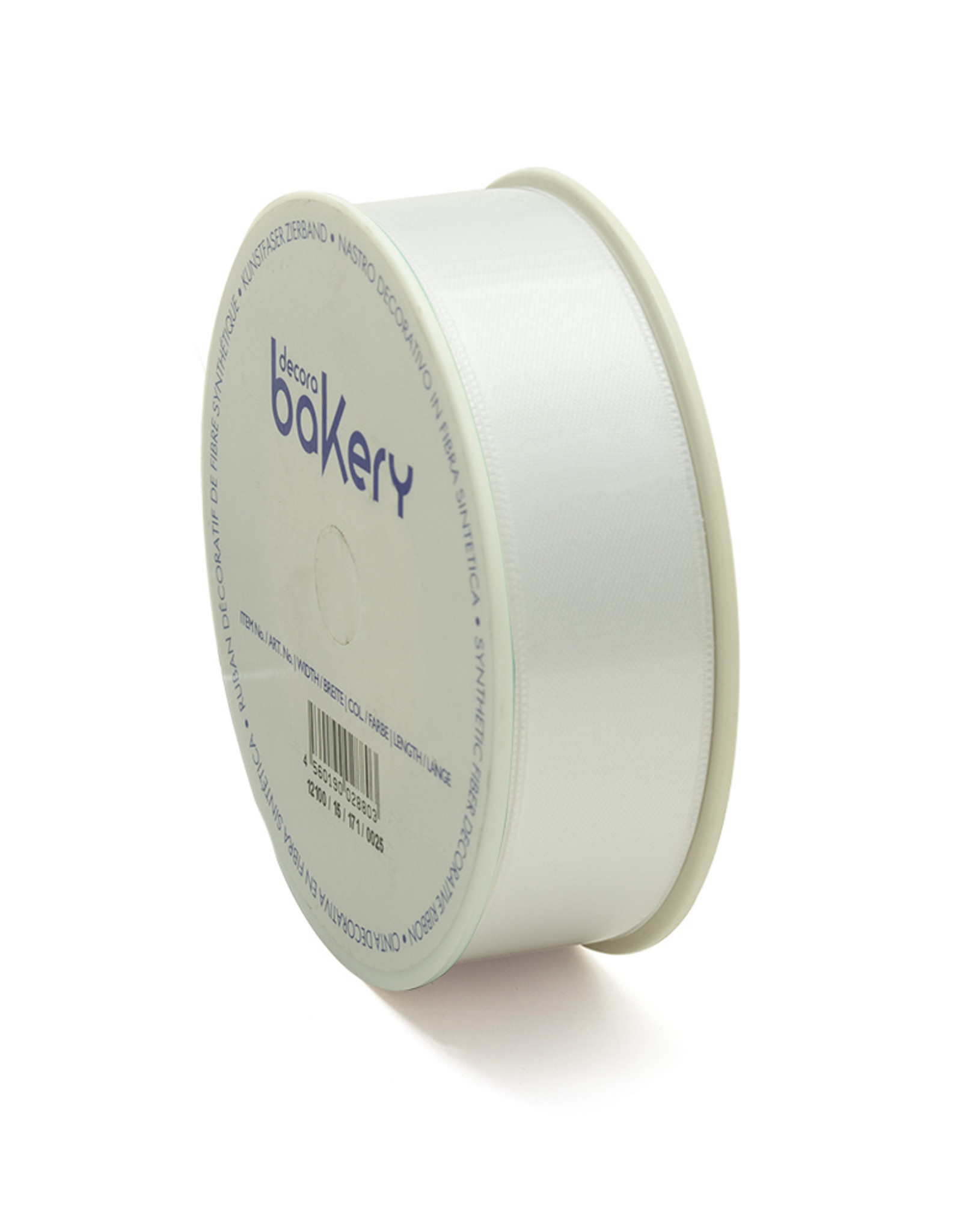 Decora Double Satin Ribbon 25mm x 25mtr Wit op Grote Rol
