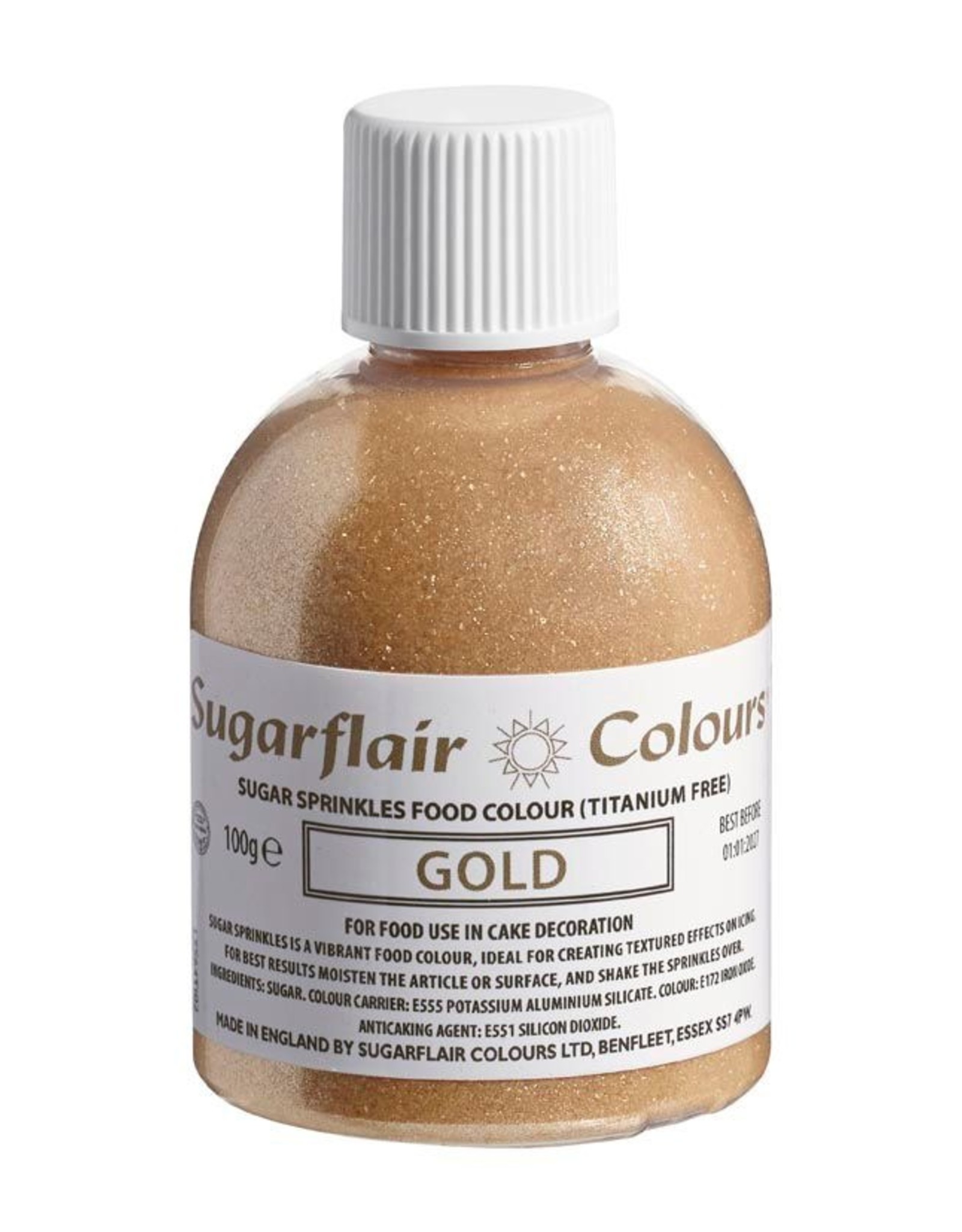 Sugarflair Sugarflair Sugar Sprinkles -Gold- E171 Free 100g