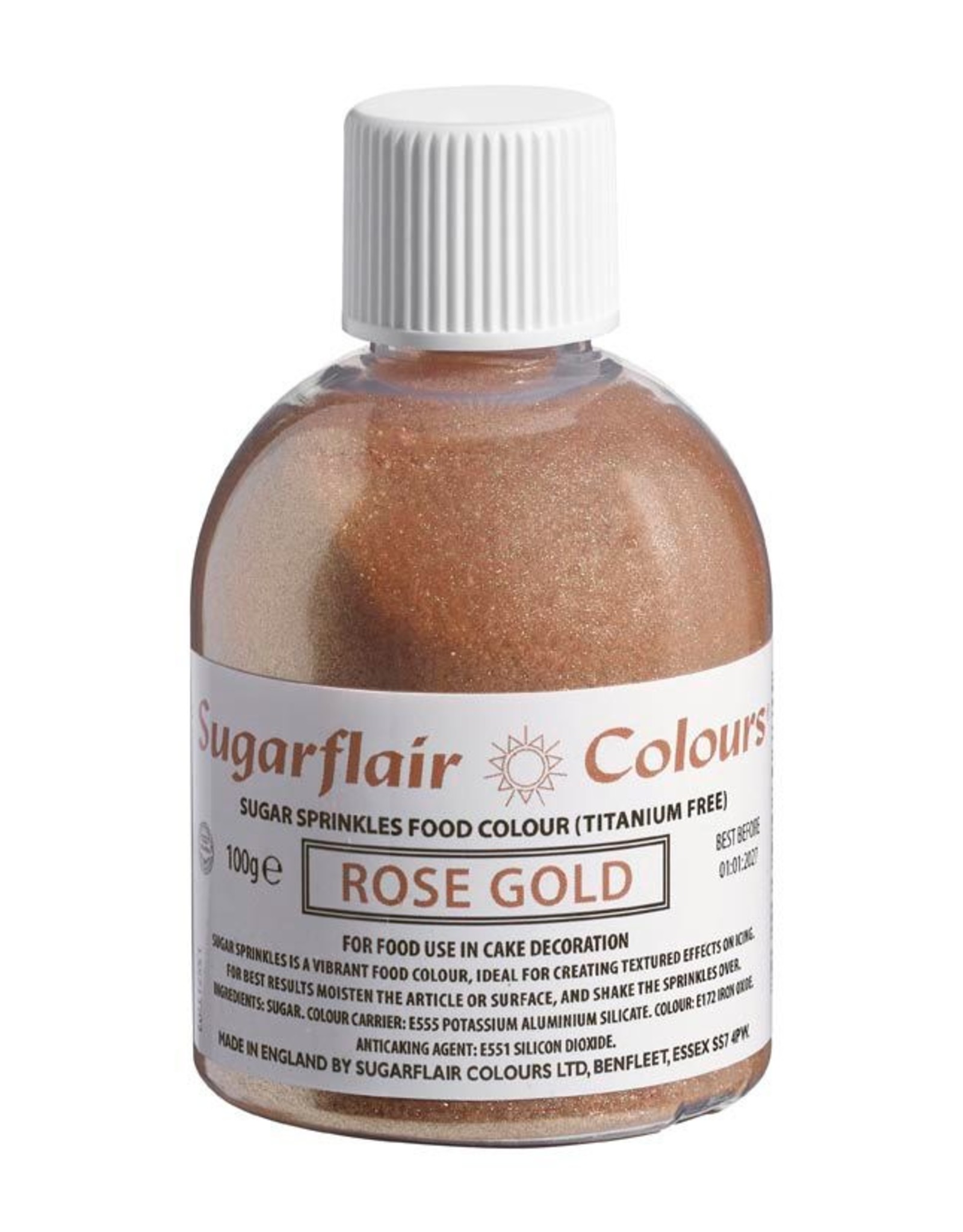 Sugarflair Sugarflair Sugar Sprinkles -Rose Gold- E171 Free 100g