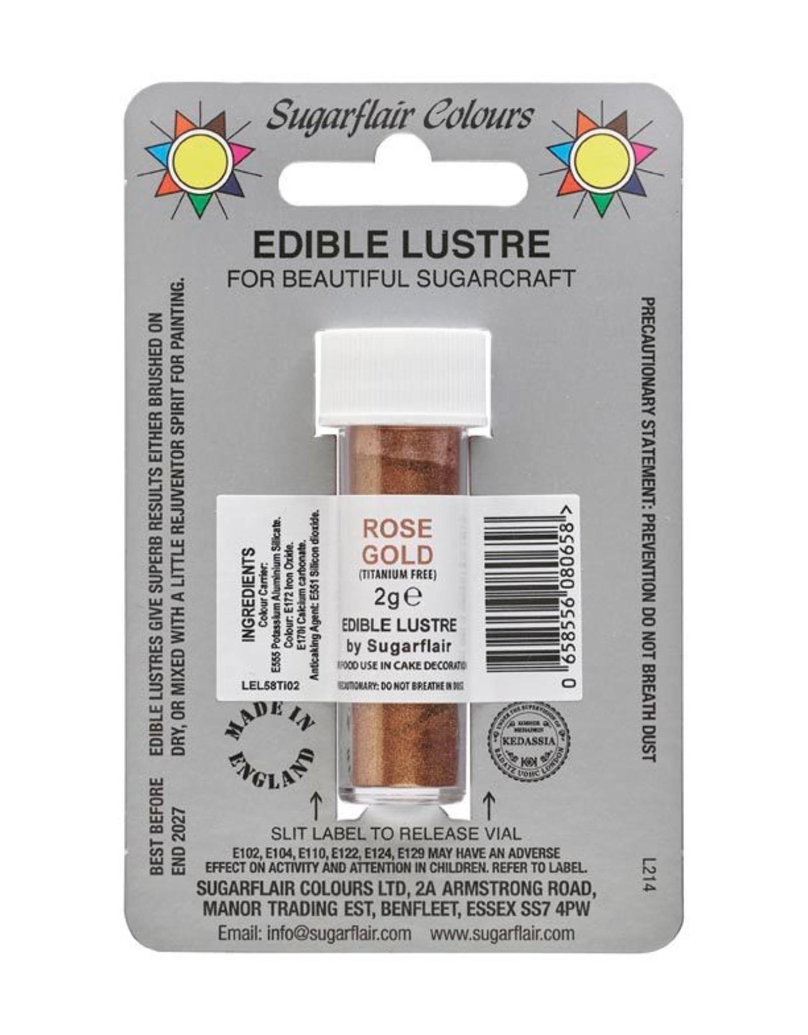 Sugarflair Sugarflair Edible Lustre Rose Gold - E171 Free 2g