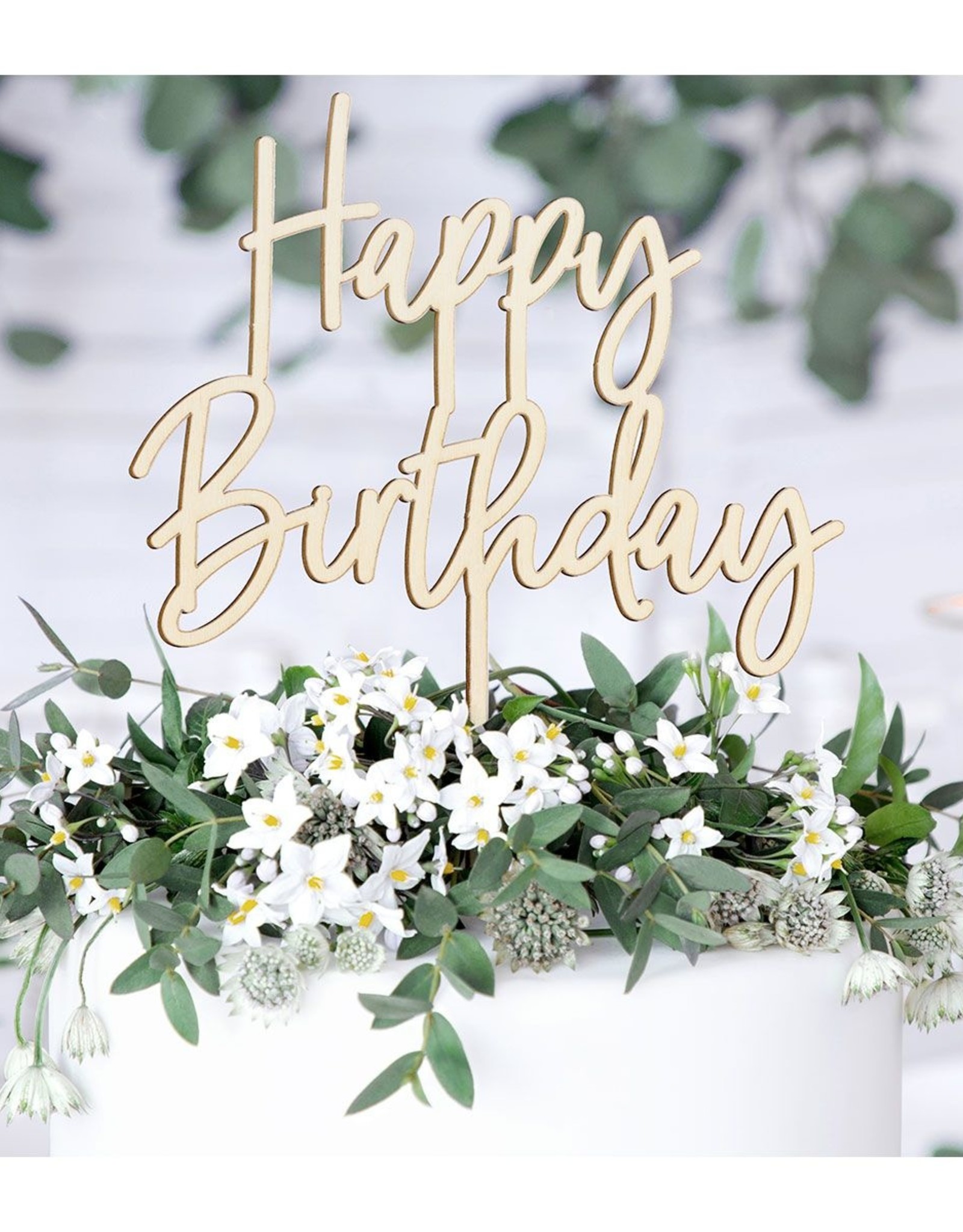 PartyDeco PartyDeco Houten Topper Happy Birthday