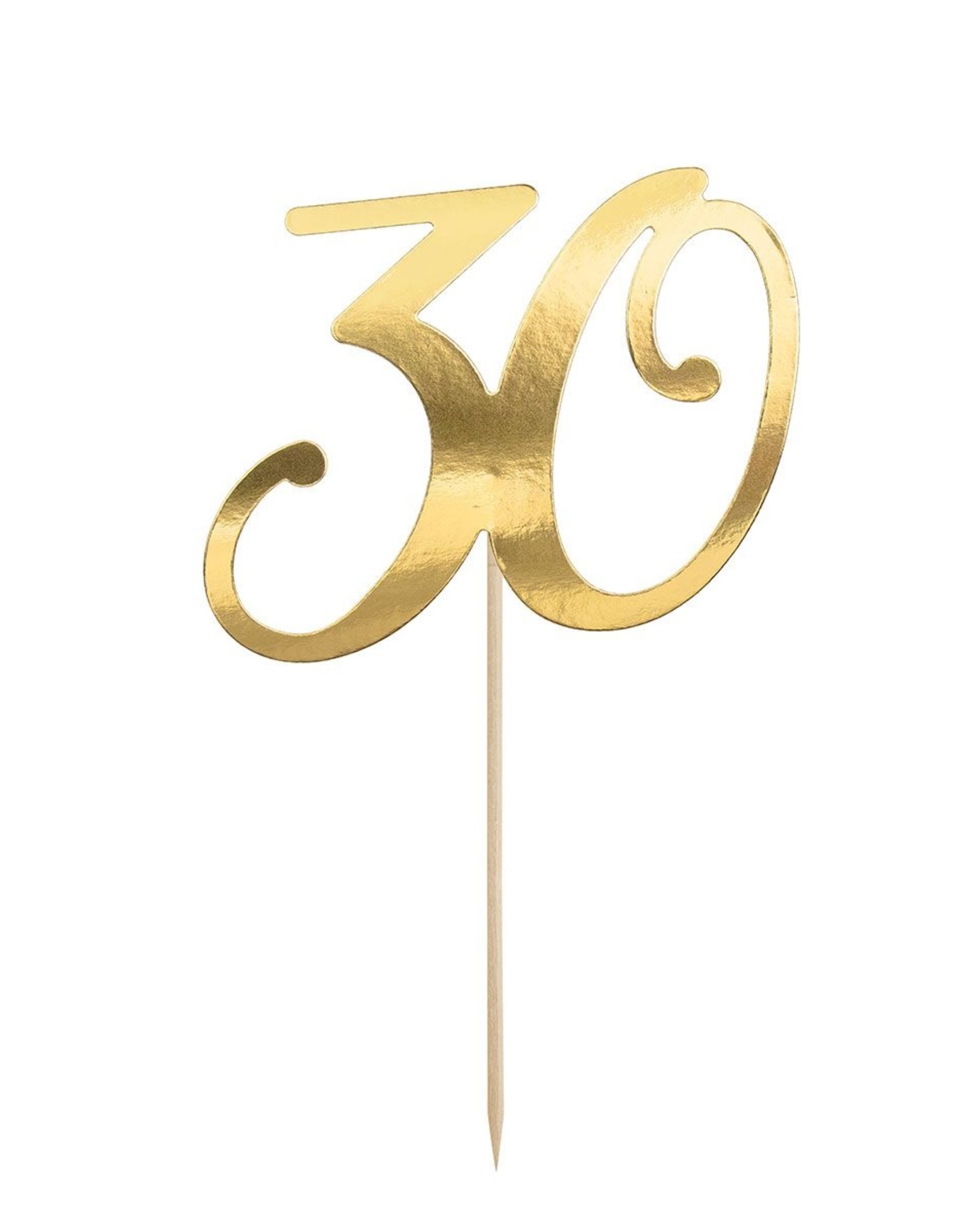 PartyDeco PartyDeco Caketopper 30 Goud