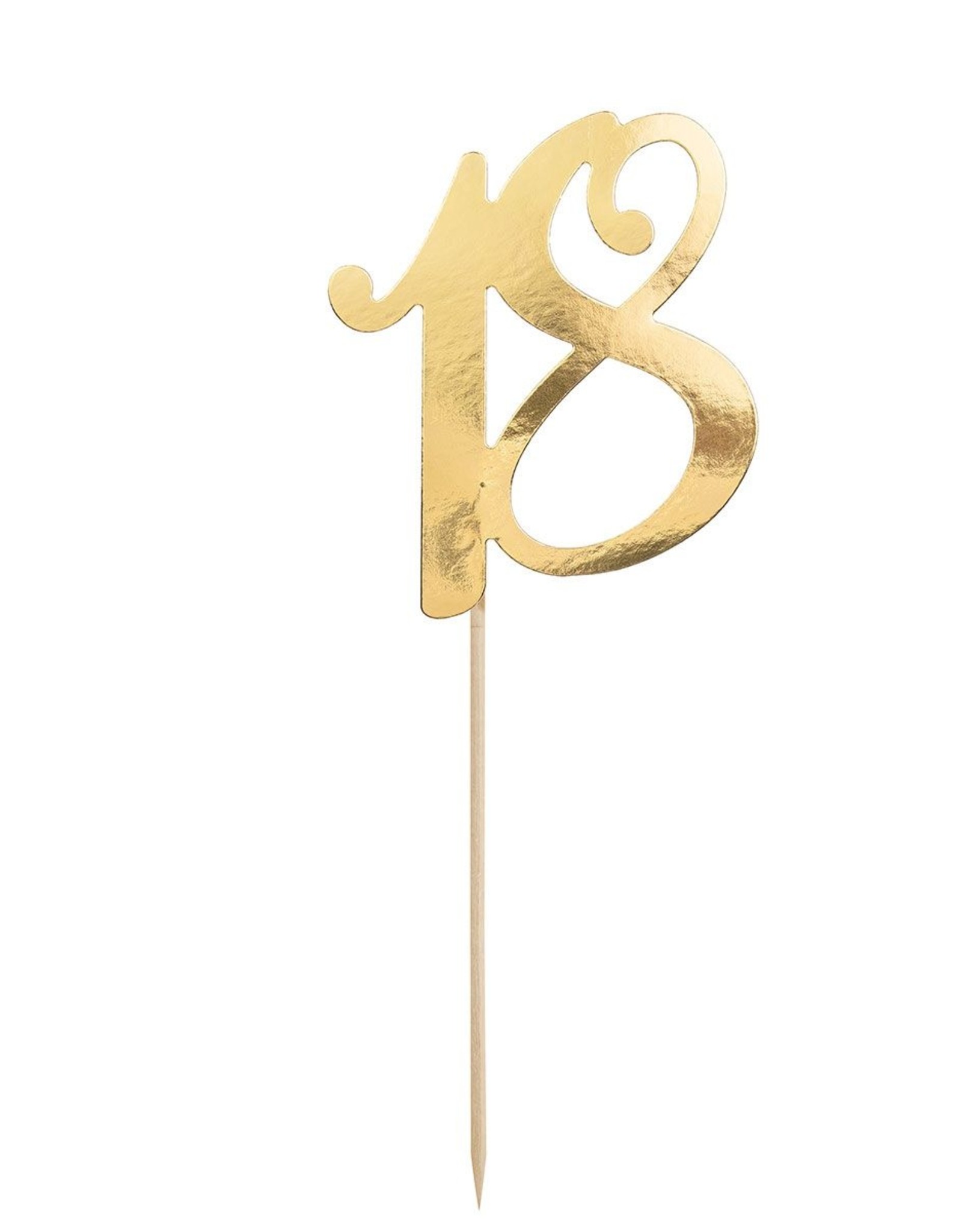 PartyDeco PartyDeco Caketopper 18 Goud