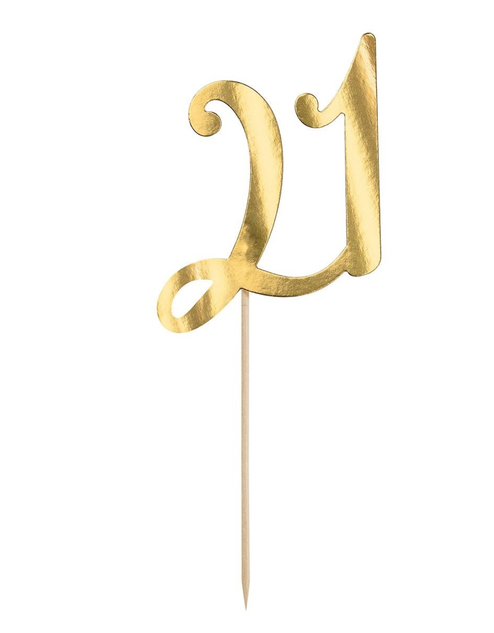 PartyDeco PartyDeco Caketopper 21 Goud