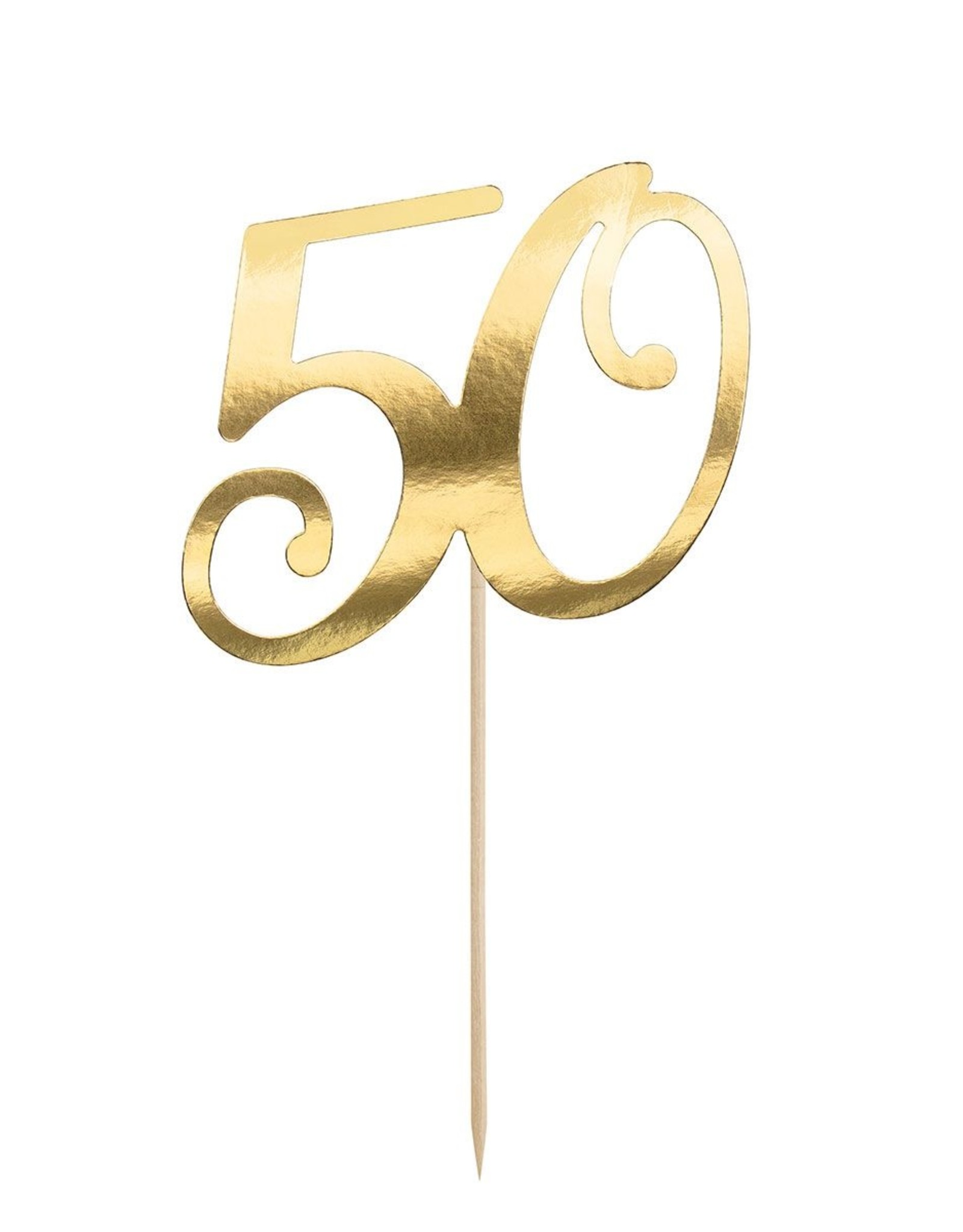 PartyDeco PartyDeco Caketopper 50 Goud