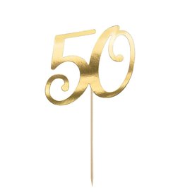 PartyDeco PartyDeco Caketopper 50 Goud