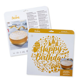 Decora Decora Stencil Ø 25 cm Happy Birthday