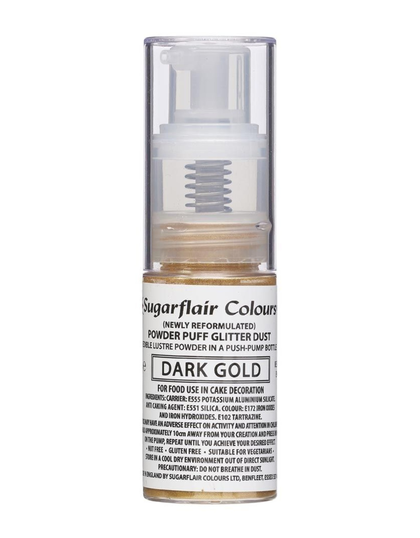 Sugarflair Sugarflair Pump Spray Powder Puff Glitter Dust -Dark Gold-