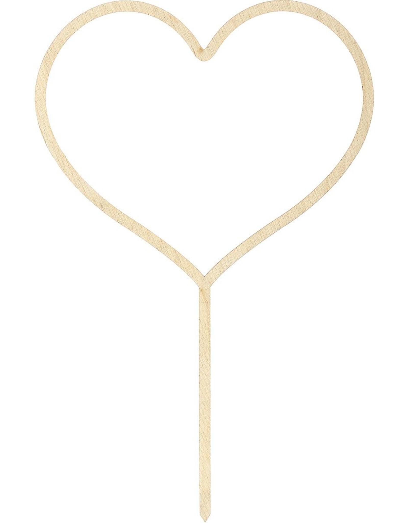 PartyDeco PartyDeco Wooden Cake Topper Hart 23 cm